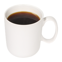A white mug of black coffee