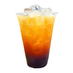 An iced Americano with a layered espresso top