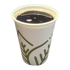 A paper cup of black coffee
