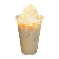 An iced horchata latte with whipped cream